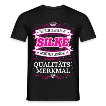 Qualitätsmerkmal Silke einfach Erstklassig - Männer T-Shirt - Schwarz - Vorne - AI Model Male 178 light (178cm)
