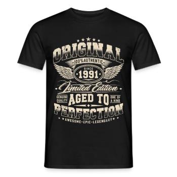 Cadeau d’anniversaire vintage rétro vintage 1991 - T-shirt homme - noir - Devant - AI Model Male 178 light (178cm)