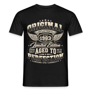 Vintage 1983 Vintage Retro Födelsedagspresent - T-shirt herr - svart - Fram - AI Model Male 178 light (178cm)