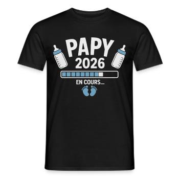 Papy 2026 En Cours – Annonce Grossesse Drôle - T-shirt homme - noir - Devant - AI Model Male 178 light (178cm)