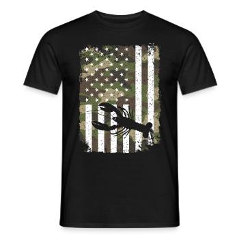Homard Sur Camouflage Drapeau US Rétro Américain - T-shirt homme - noir - Devant - AI Model Male 178 light (178cm)