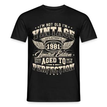 1981 Vintage Vintage Rétro Cadeau d’anniversaire - T-shirt homme - noir - Devant - AI Model Male 178 light (178cm)