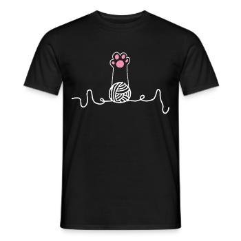 Katzenpfote Wollknäuel Herzfrequenz - Männer T-Shirt - Schwarz - Vorne - AI Model Male 178 light (178cm)
