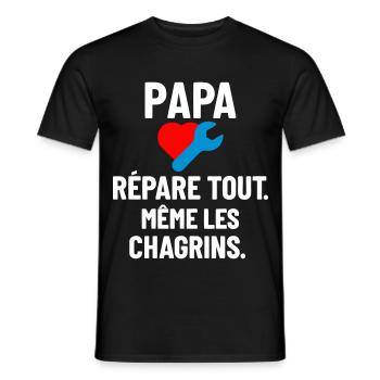 Papa répare tout même les chagrins fête des pères - T-shirt homme - noir - Devant - AI Model Male 178 light (178cm)