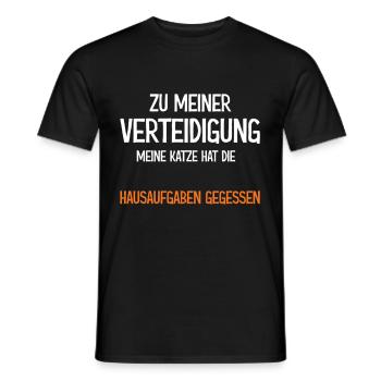 Zu meiner Verteidigung Katze hat Hausaufgaben - Männer T-Shirt - Schwarz - Vorne - AI Model Male 178 light (178cm)