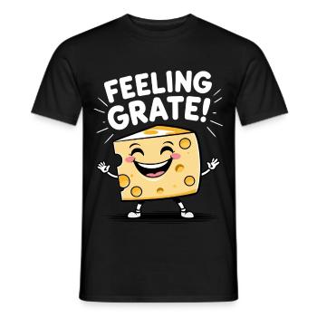Happy Cheese Cartoon - Feeling Grate - Männer T-Shirt - Schwarz - Vorne - AI Model Male 178 light (178cm)