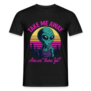 Take Me Away Alien Retro - Men's T-Shirt - black - Front - AI Model Male 178 light (178cm)