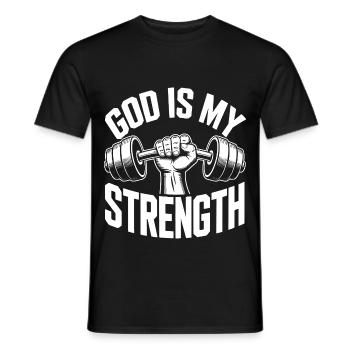 God is my strength! Believing Christian Jesus - Men's T-Shirt - black - Front - AI Model Male 178 light (178cm)