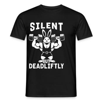 Silent But Deadliftly Funny Rabbit Weightlifting F - Männer T-Shirt - Schwarz - Vorne - AI Model Male 178 light (178cm)