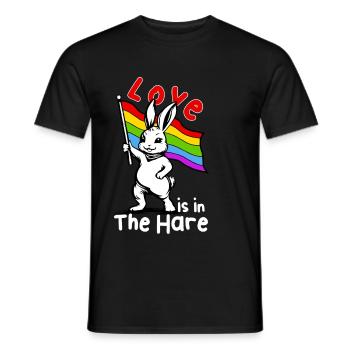 Love Is In The Hare Funny Easter Bunny LGBT - Men's T-Shirt - black - Front - AI Model Male 178 light (178cm)
