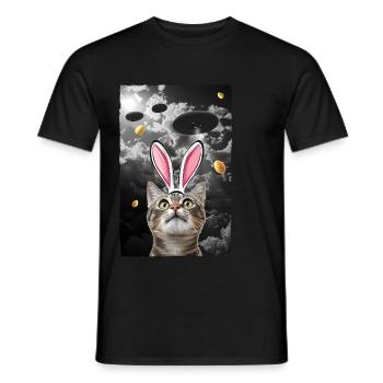 Funny Cat Meme Easter Alien Science UFO - Männer T-Shirt - Schwarz - Vorne - AI Model Male 178 light (178cm)