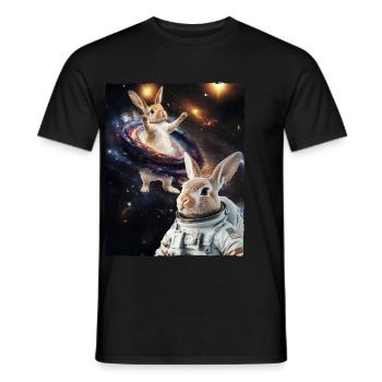 Mignon lapin de Pâques astronaute espace Meme Galaxy Astr - T-shirt homme - noir - Devant - AI Model Male 178 light (178cm)