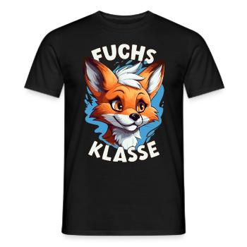 Cartoon Fuchsklasse Grundschule Klassentier - Männer T-Shirt - Schwarz - Vorne - AI Model Male 178 light (178cm)