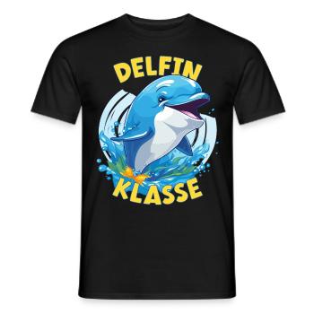 Cartoon Delfinklasse Grundschule Klassentier - Männer T-Shirt - Schwarz - Vorne - AI Model Male 178 light (178cm)