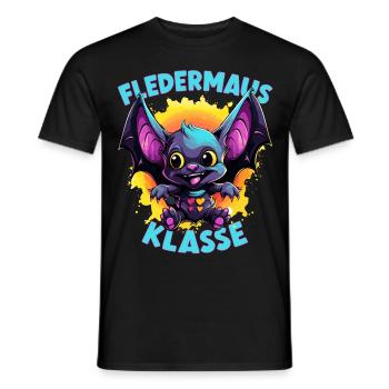 Cartoon Fledermausklasse Grundschule Klassentier - Männer T-Shirt - Schwarz - Vorne - AI Model Male 178 light (178cm)