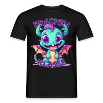 Cartoon Drachenklasse Grundschule Klassentier - Männer T-Shirt - Schwarz - Vorne - AI Model Male 178 light (178cm)