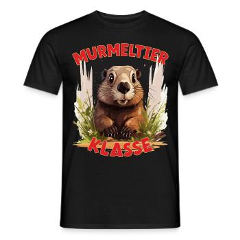 Cartoon Murmeltierklasse Grundschule Klassentier - Männer T-Shirt - Schwarz - Vorne - AI Model Male 178 light (178cm)