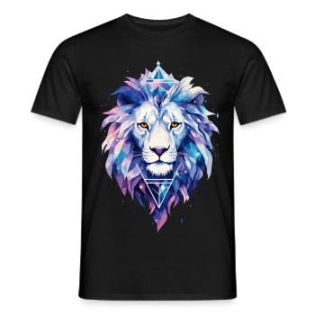 Lion Lion Head Cosmic Galaxy Universe Art - Men's T-Shirt - black - Front - AI Model Male 178 light (178cm)