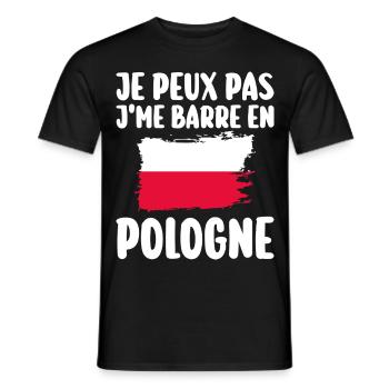 J'Peux Pas J'Me Barre En Pologne Voyage - T-shirt homme - noir - Devant - AI Model Male 178 light (178cm)
