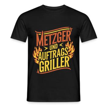 Metzger und Auftragsgriller - Männer T-Shirt - Schwarz - Vorne - AI Model Male 178 light (178cm)