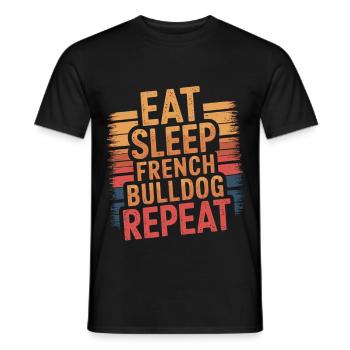 Eat. Sleep. French Bulldog. Repeat. - Men's T-Shirt - black - Front - AI Model Male 178 light (178cm)