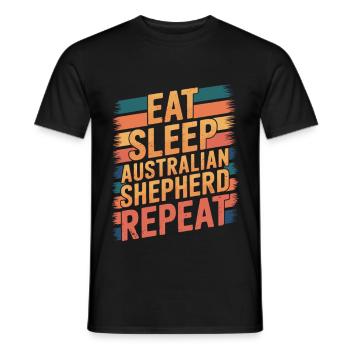 Manger. Dormir. Berger australien. Répéter. - T-shirt homme - noir - Devant - AI Model Male 178 light (178cm)