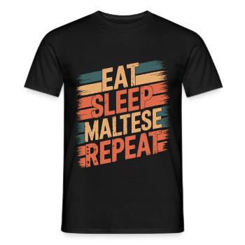 Eat. Sleep. Malteser. Repeat. - Männer T-Shirt - Schwarz - Vorne - AI Model Male 178 light (178cm)