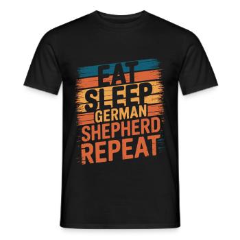 Manger. Dormir. Berger allemand. Répéter. - T-shirt homme - noir - Devant - AI Model Male 178 light (178cm)