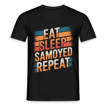 Eat. Sleep. Samoyed. Repeat. - Men's T-Shirt - black - Front - AI Model Male 178 light (178cm)