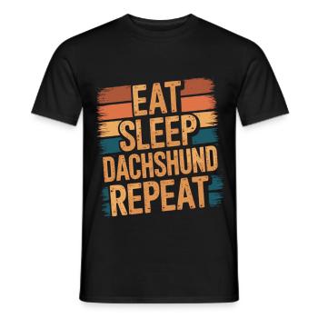 Manger. Dormir. Teckel. Répéter. - T-shirt homme - noir - Devant - AI Model Male 178 light (178cm)
