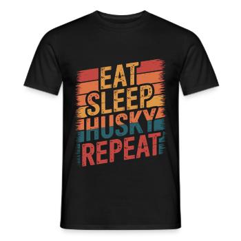 Eat. Sleep. Husky. Repeat. - Men's T-Shirt - black - Front - AI Model Male 178 light (178cm)