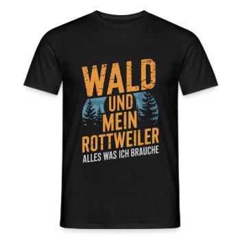 Wald und mein Rottweiler - Männer T-Shirt - Schwarz - Vorne - AI Model Male 178 light (178cm)