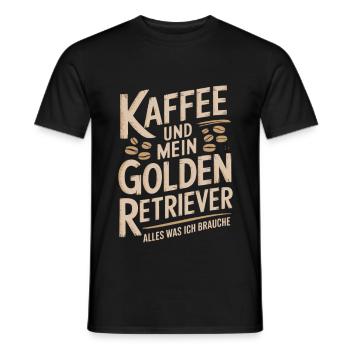 Kaffee und mein Golden Retriever - Männer T-Shirt - Schwarz - Vorne - AI Model Male 178 light (178cm)