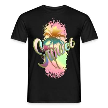 sunset palm trees summer - Men's T-Shirt - black - Front - AI Model Male 178 light (178cm)