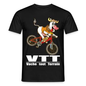 VTT Vache tout terrain - T-shirt homme - noir - Devant - AI Model Male 178 light (178cm)