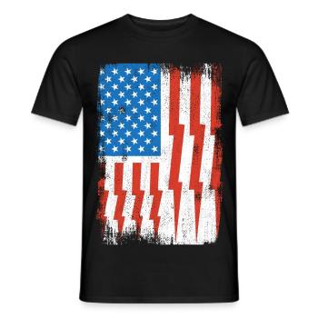 Electrician US Flag - Men's T-Shirt - black - Front - AI Model Male 178 light (178cm)