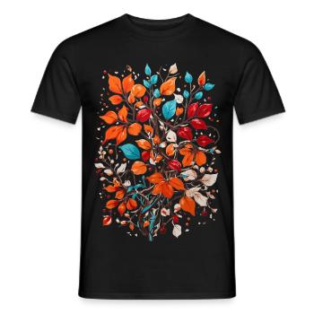 Blumen mit Nüsse - Männer T-Shirt - Schwarz - Vorne - AI Model Male 178 light (178cm)