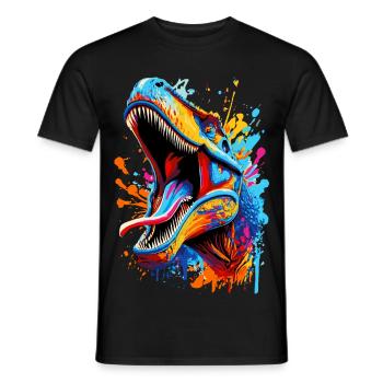 T-Rex Colorful - Tyrannosaurus Rex Dinosaur - Men's T-Shirt - black - Front - AI Model Male 178 light (178cm)