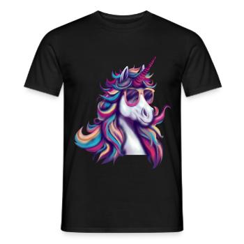 Licorne cool avec lunettes de soleil – Pop Art - T-shirt homme - noir - Devant - AI Model Male 178 light (178cm)