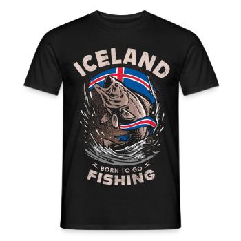 ICELAND - born to go - FISHING - Men's T-Shirt - black - Front - AI Model Male 178 light (178cm)