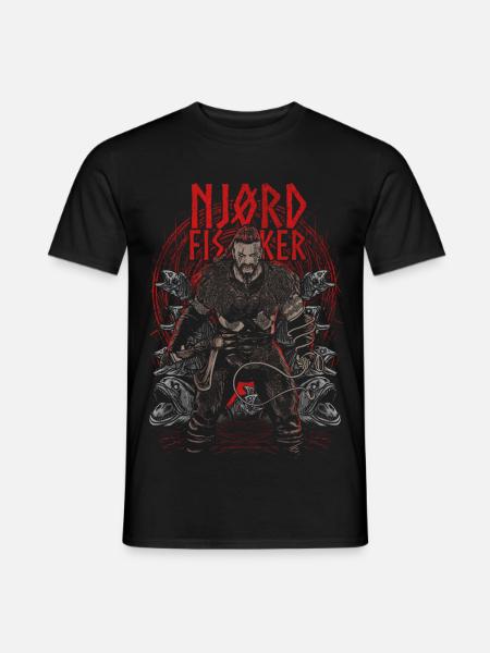 Njørd Fisker - Viking - red - Männer T-Shirt - Schwarz