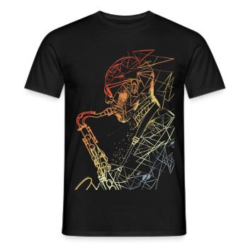 Saxophonist Retro - Men's T-Shirt - black - Front - AI Model Male 178 light (178cm)