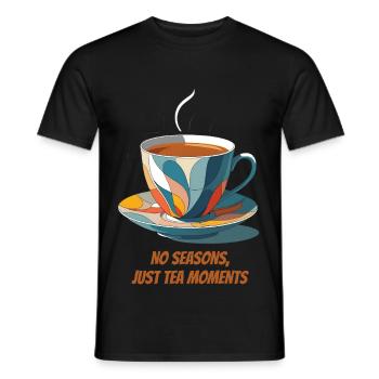 Bunte Teetasse mit Schriftzug - Männer T-Shirt - Schwarz - Vorne - AI Model Male 178 light (178cm)