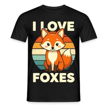 fox cute forest animal illustration animal forest - Men's T-Shirt - black - Front - AI Model Male 178 light (178cm)