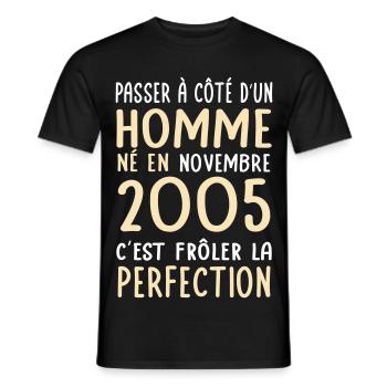 20th Birthday - Born in November 2005 - Men's T-Shirt - black - Front - AI Model Male 178 light (178cm)