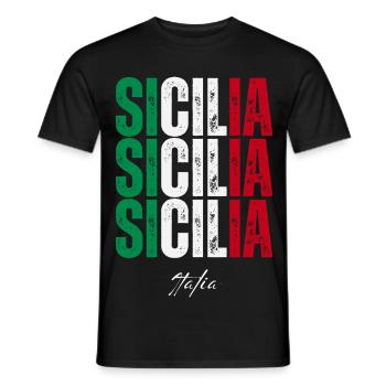 Sicile Italie, souvenir de la Sicile - T-shirt homme - noir - Devant - AI Model Male 178 light (178cm)