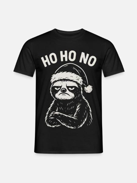 Paresseux avec chapeau de Père Noël – Ho Ho No - T-shirt homme - noir