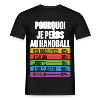 Les Raisons Drôles de Perdre Humour Coach Handball - T-shirt homme - noir - Devant - AI Model Male 178 light (178cm)