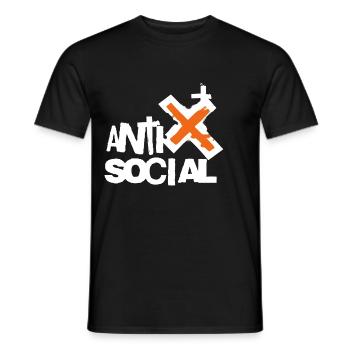 Logo d’art de rue antisocial - T-shirt homme - noir - Devant - AI Model Male 178 light (178cm)