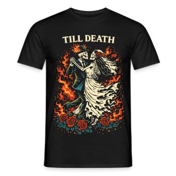 Till Death – Dark Valentine Skeleton Dance - Men's T-Shirt - black - Front - AI Model Male 178 light (178cm)